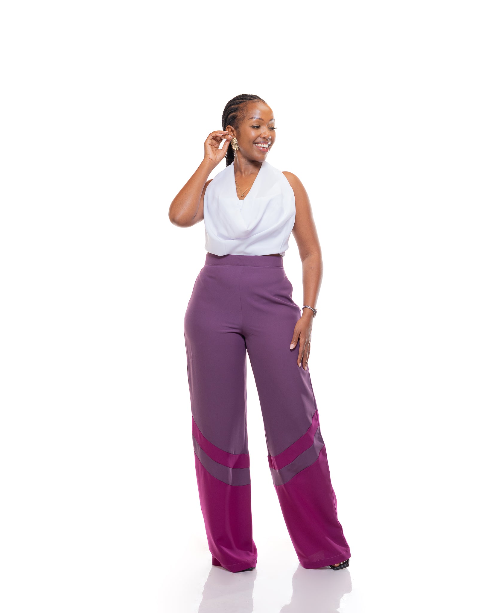 Fluid Two-Tone Pants In Lavender